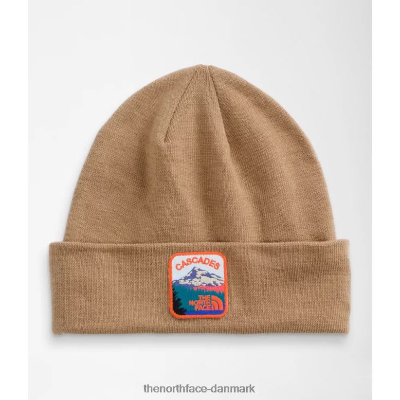 broderet jordlandskabsbeanie TZNT0D3915 brunt lys The North Face